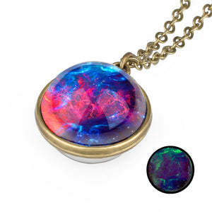 Nebula Galaxy Double Sided Pendant Necklace Glass