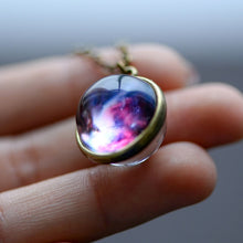 Load image into Gallery viewer, Nebula Galaxy Double Sided Pendant Necklace Glass