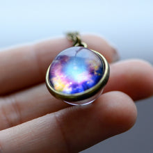 Load image into Gallery viewer, Nebula Galaxy Double Sided Pendant Necklace Glass